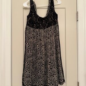 Anna Sui Black & Taupe Silk Mini Dress - Anthropologie